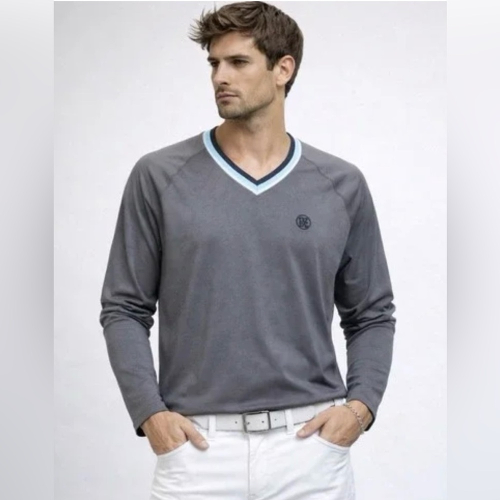 G/FORE Golf Men’s V-Neck Pullover Sweatshirt Gray Medium